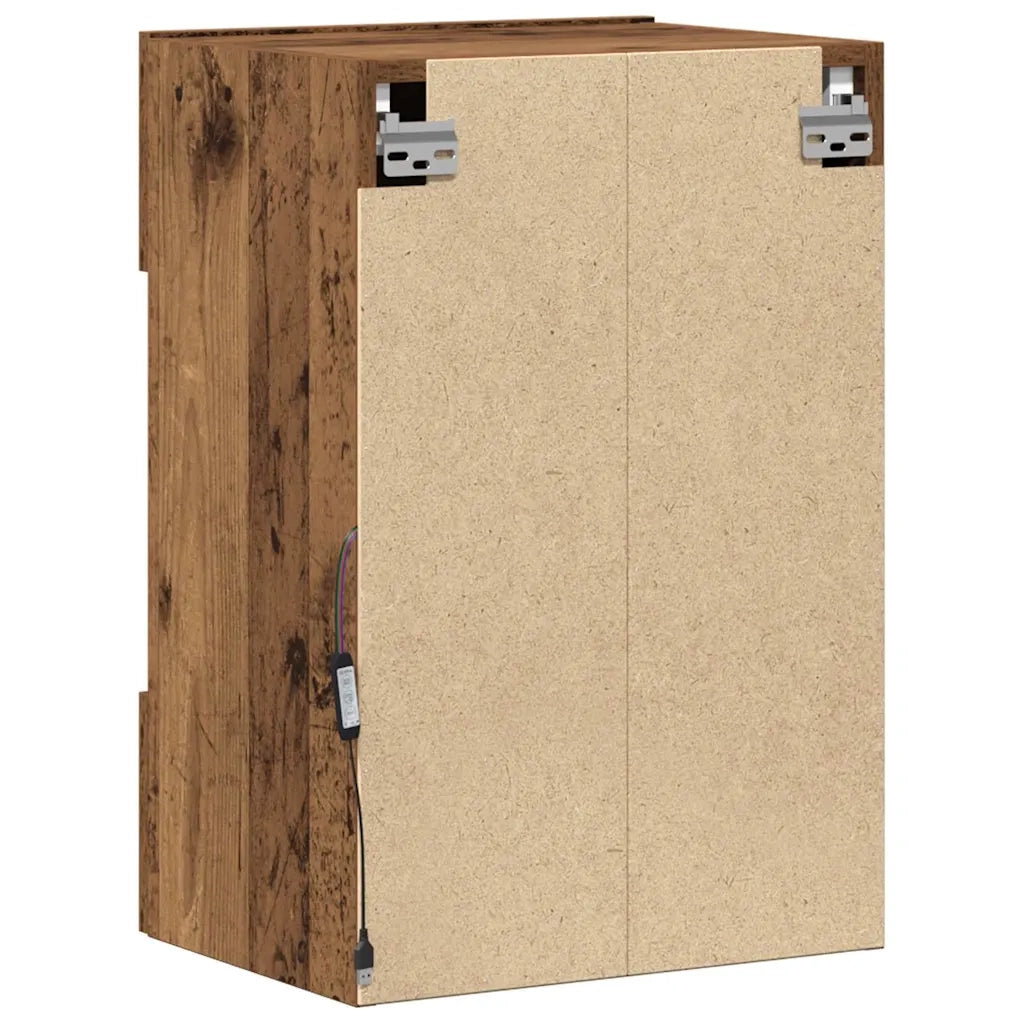 Mobili da parete con luci LED per TV 2pz Legno Vecchio 40x30x60,5 cm 857680