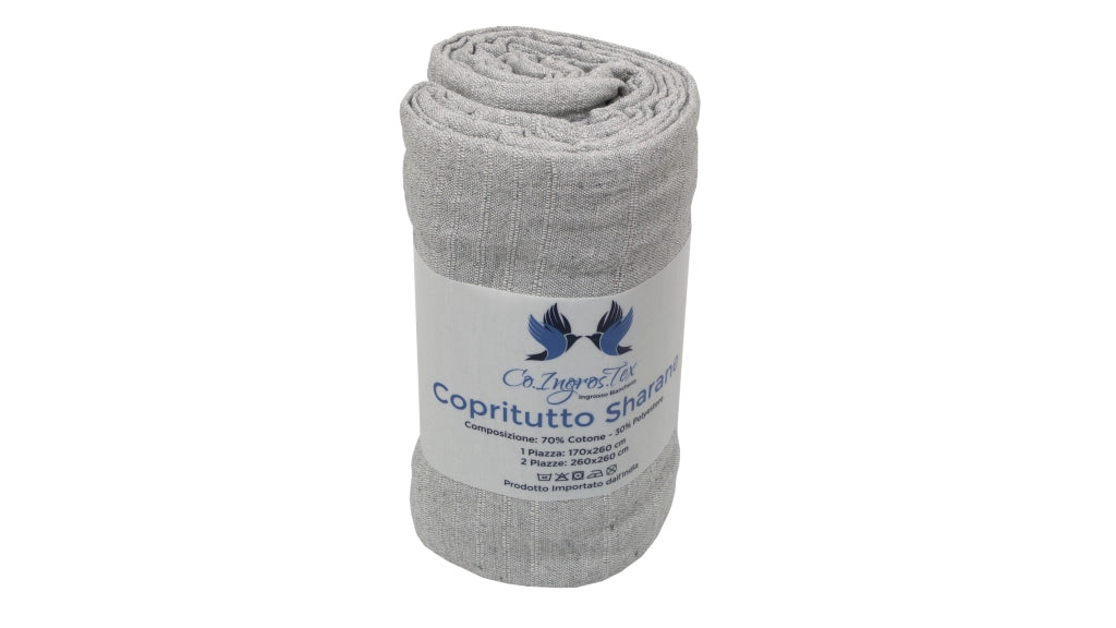 Telo Arredo Copridivano Multiuso Copritutto Cotone Modello Sharane Arredatutto - 2 Piazze - Grigio