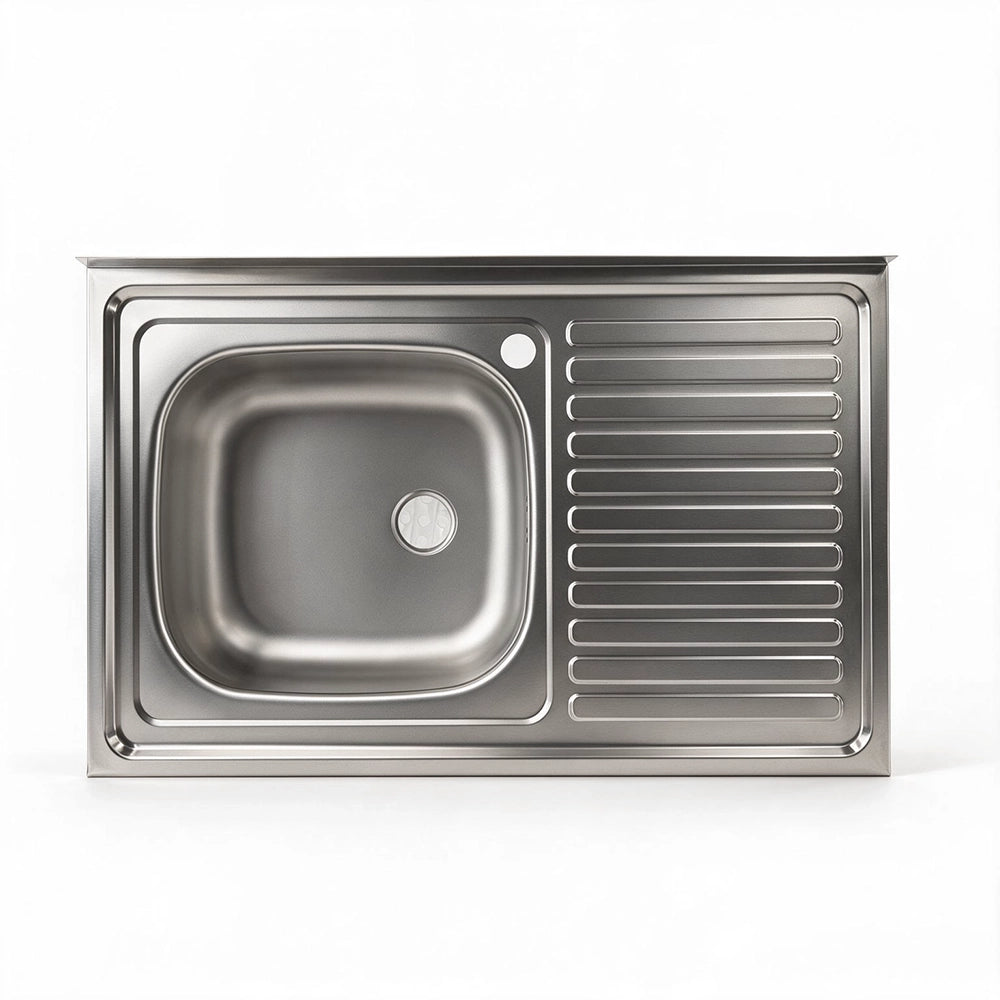 Lavello appoggio acciaio inox 80x50 cm una vasca e gocciolatoio destro SA216