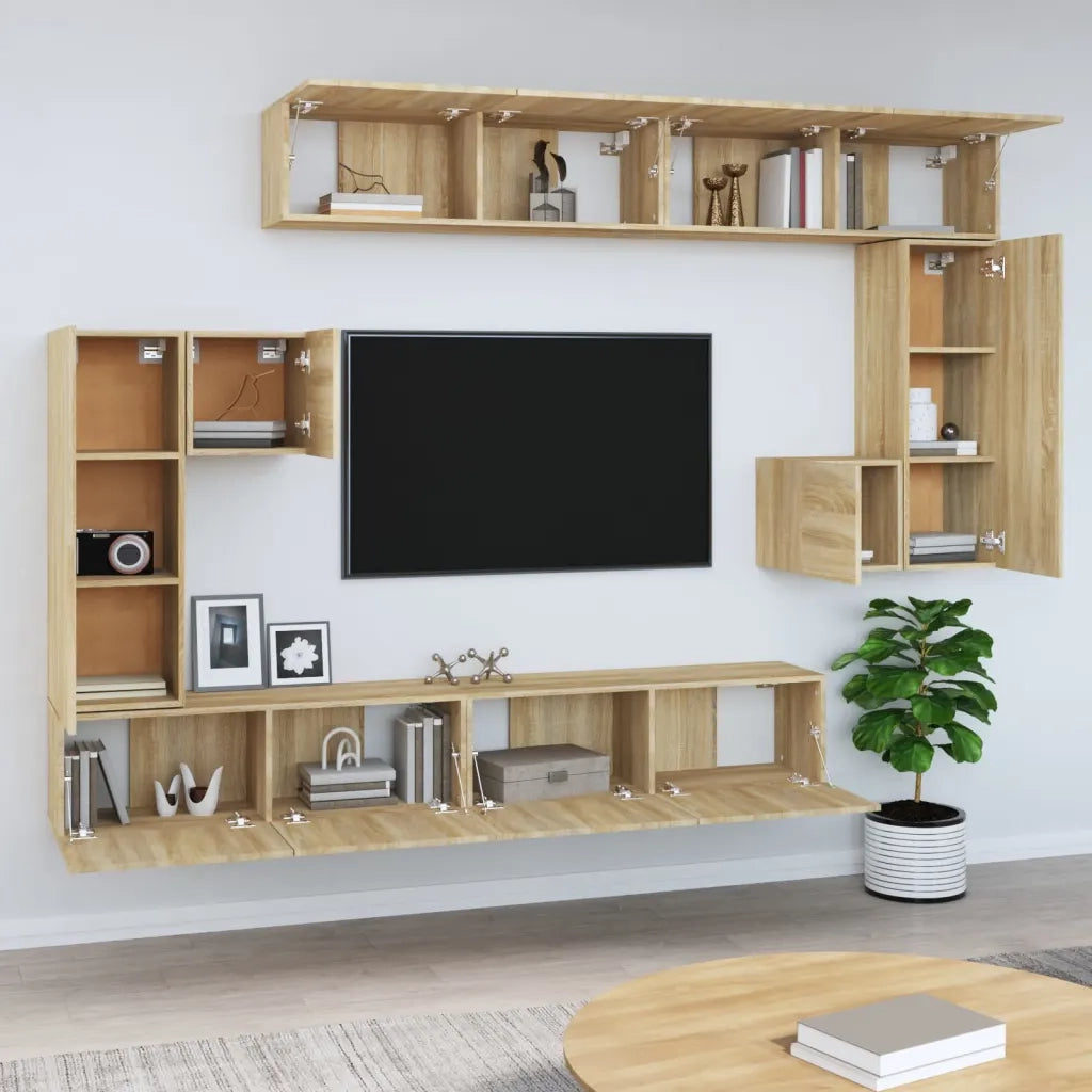Mobile Porta TV a Parete Rovere Sonoma in Legno Multistrato cod mxl 67328