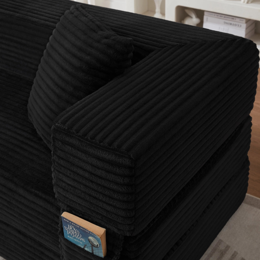 Divano Convertibile in Letto in Schiuma con Rivestimento a Corda, Design Classico, Nero