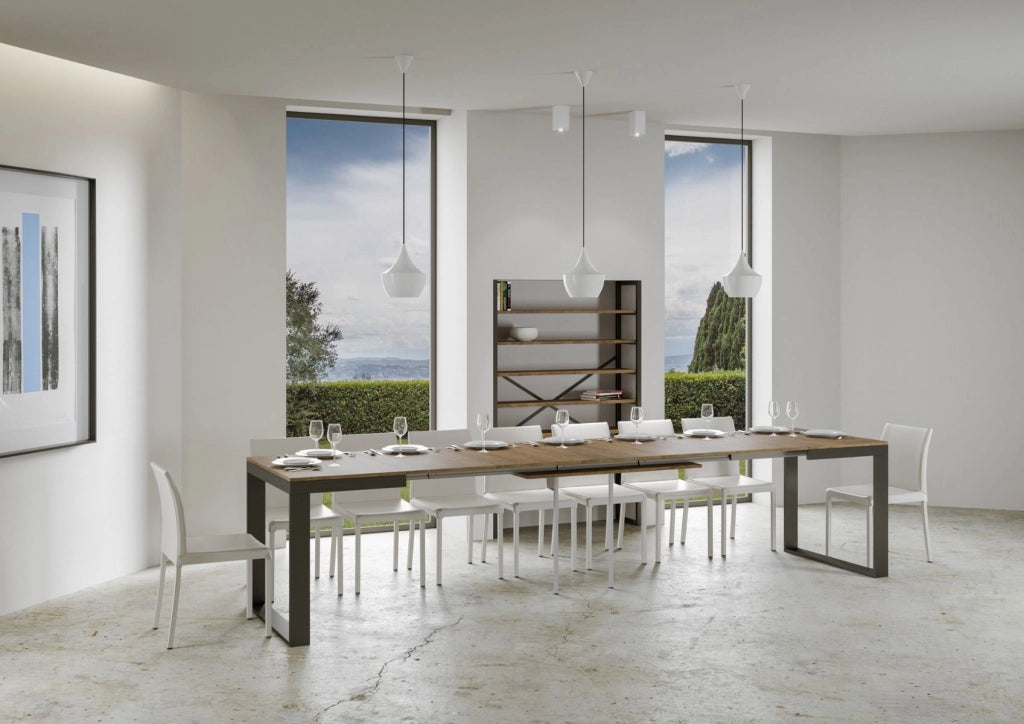 Tavolo allungabile 90x120/380 cm Tekno Evolution Noce telaio Antracite