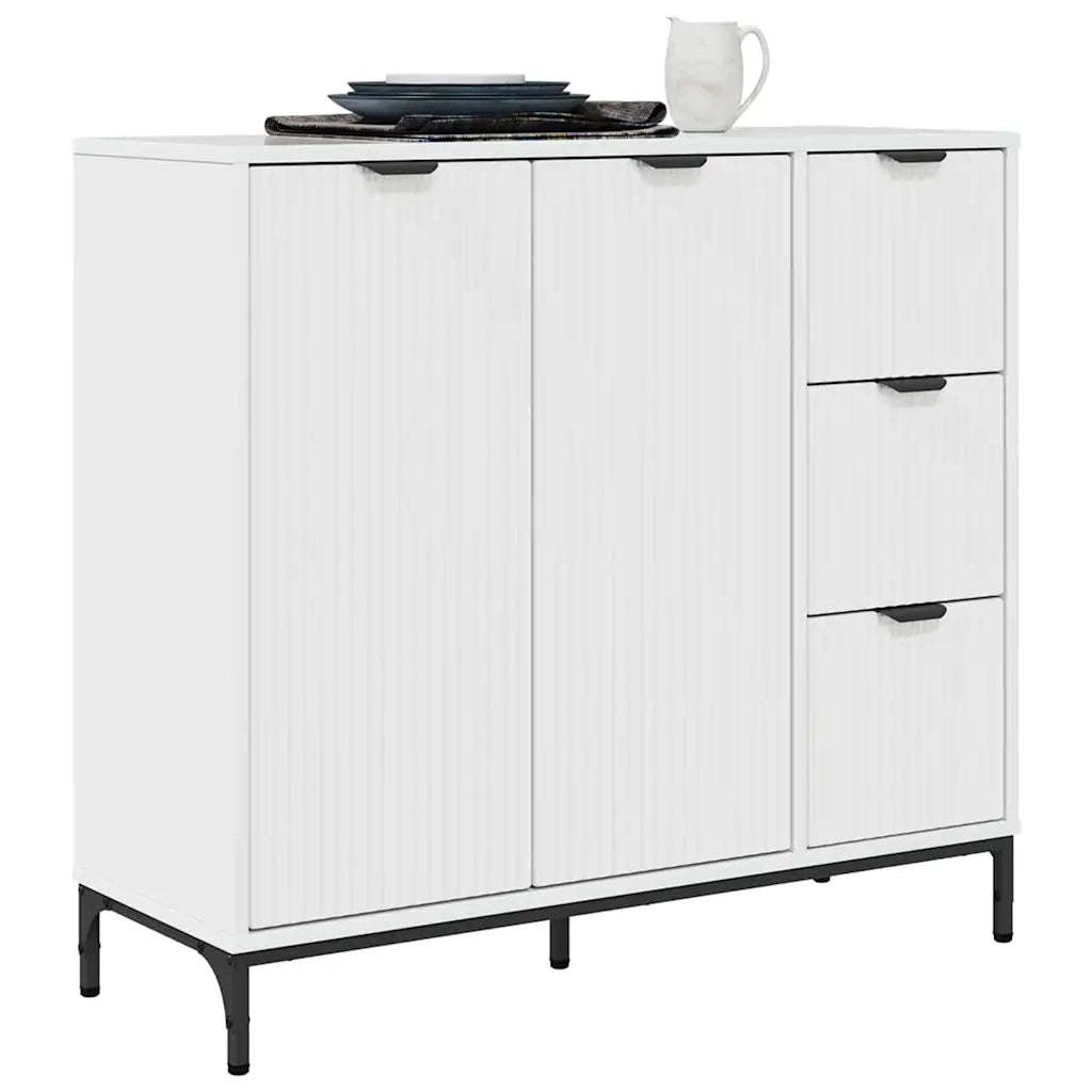 Credenza-Buffet-Armadio da cucina Bianco lucido 89.5 x 33 x 82 cm Legno multistrato