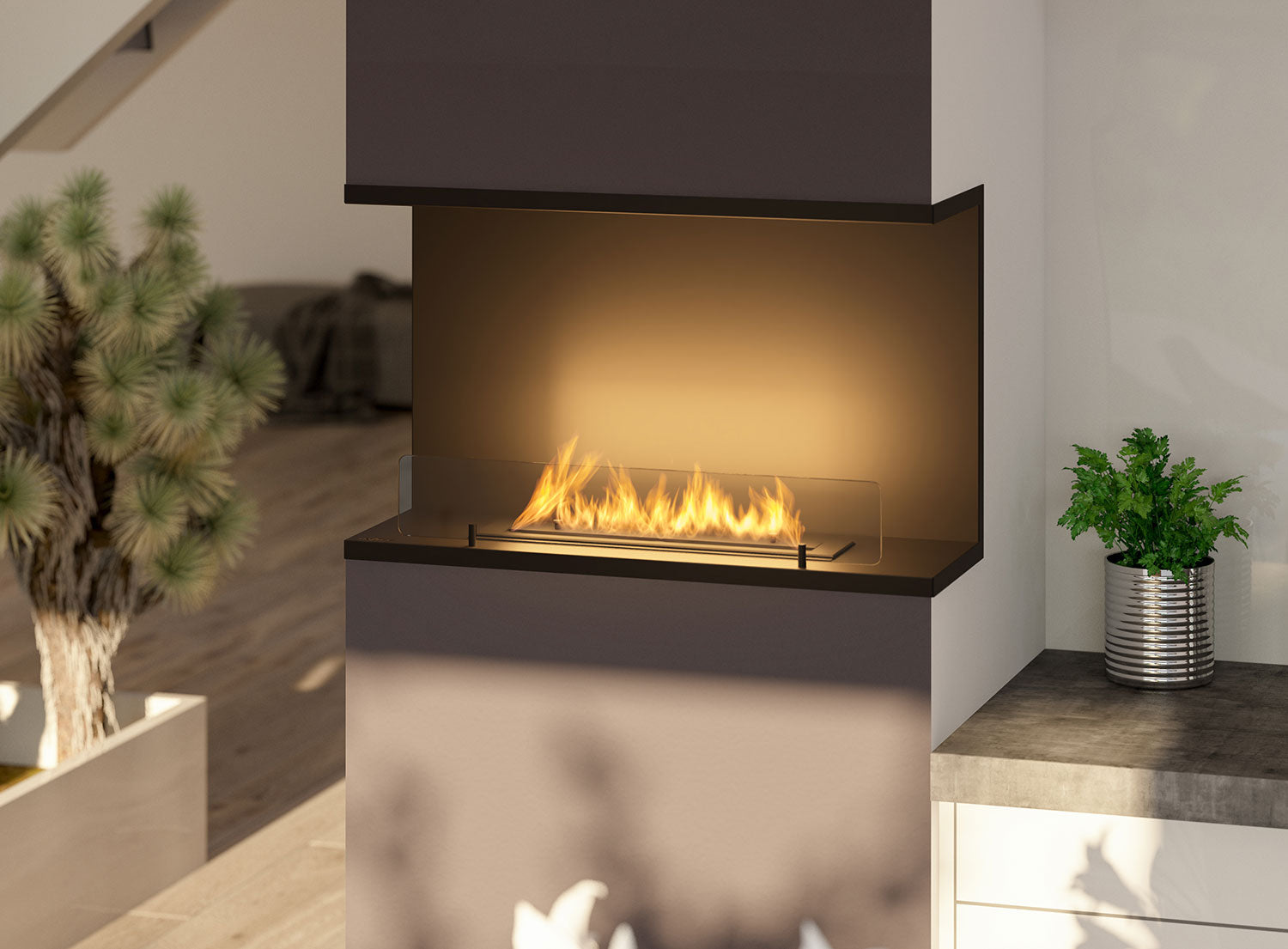 Camino a Bioetanolo da Incasso 80x50 cm Inside C 800 V2 Nero con Vetro