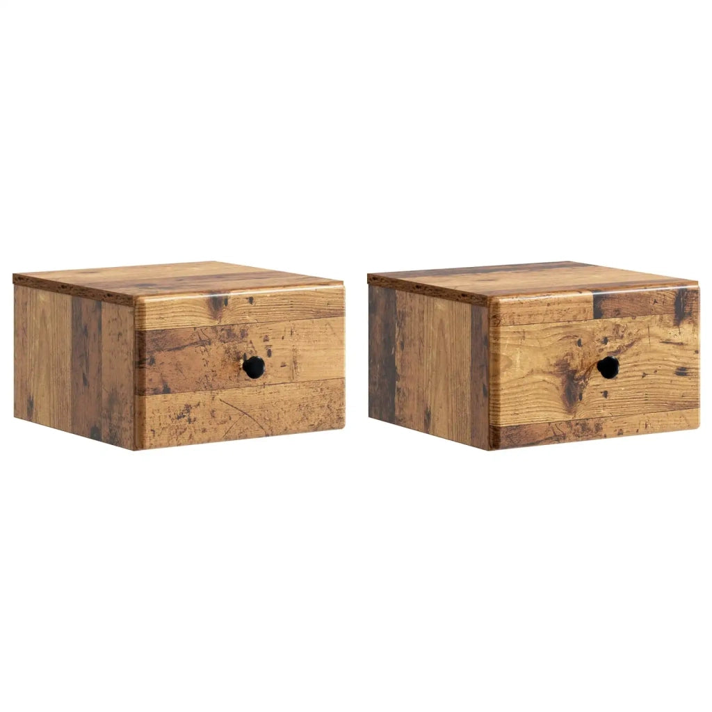 Mobiletto da notte a muro 2 pcs Legno antico 34,5 x 33 x 20 cm 899122