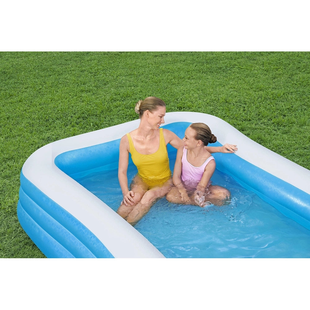 Trade Shop - Piscina Gonfiabile Rettangolare 305 X 183 X 56 Cm Giardino A 3 Anelli Family 54009 -