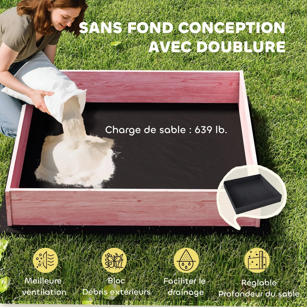 Sandbox in Legno con Coperchio e Sedile Pieghevole ¨C zephmum ¨C Legno Acacia Grigio
