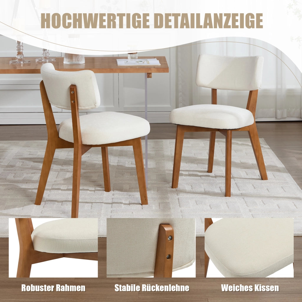 Set di 2 sedie da pranzo - con seduta imbottita e schienale ergonomico - in legno - beige