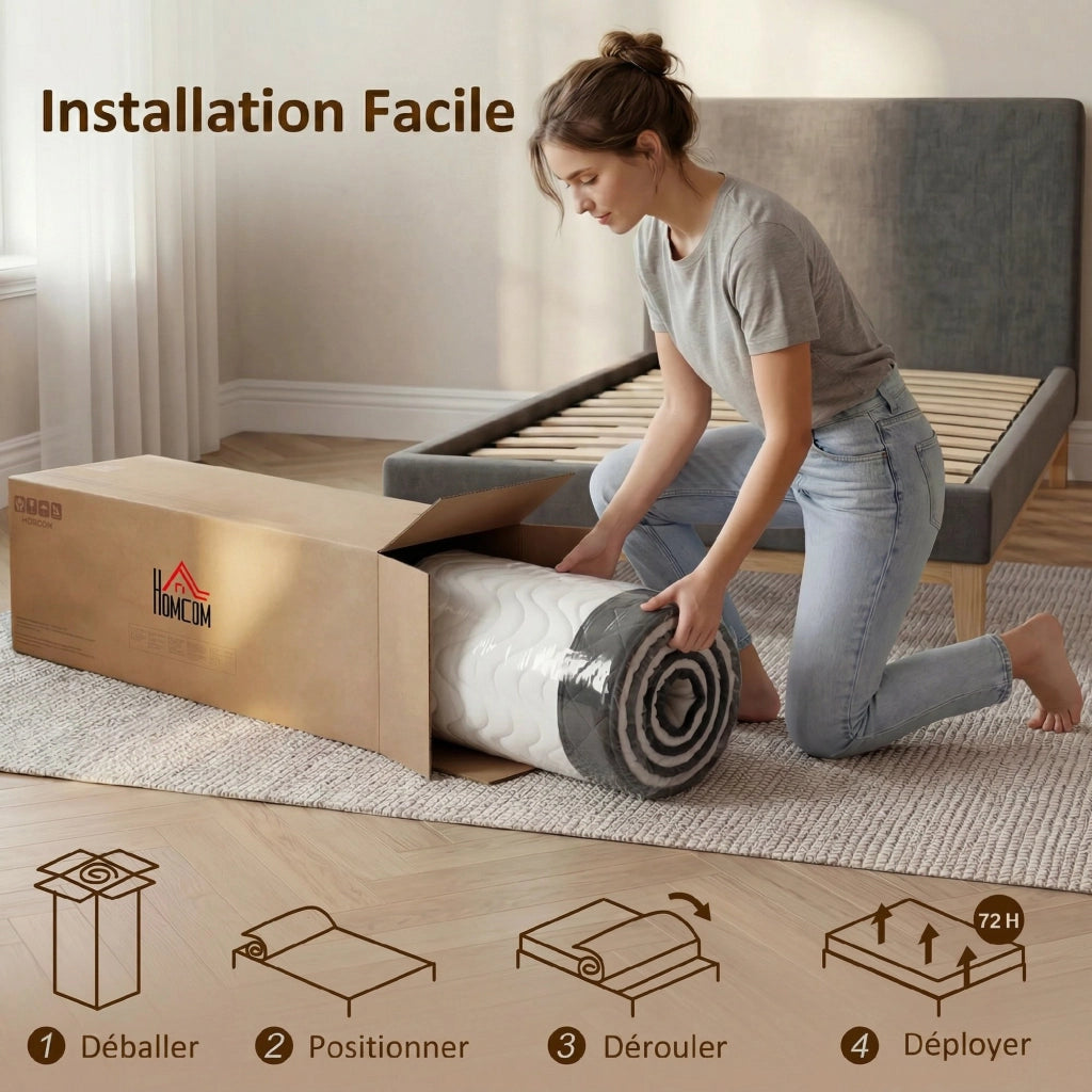 Materasso 140x190 cm con Memory Foam ¨C zephmum ¨C Oeko-Tex, 20 cm, media fermezza