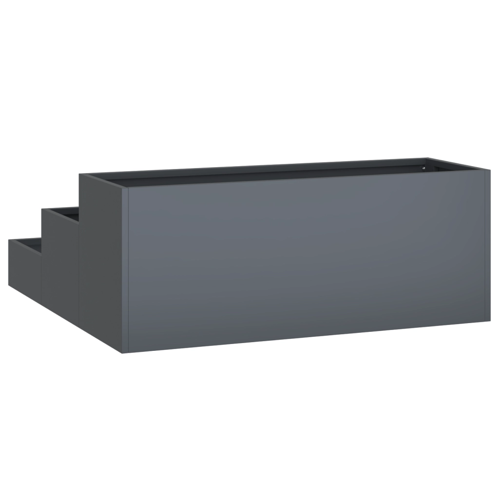 Fioriera da Giardino 3 Livelli 90x90x35 cm Antracite Acciaio