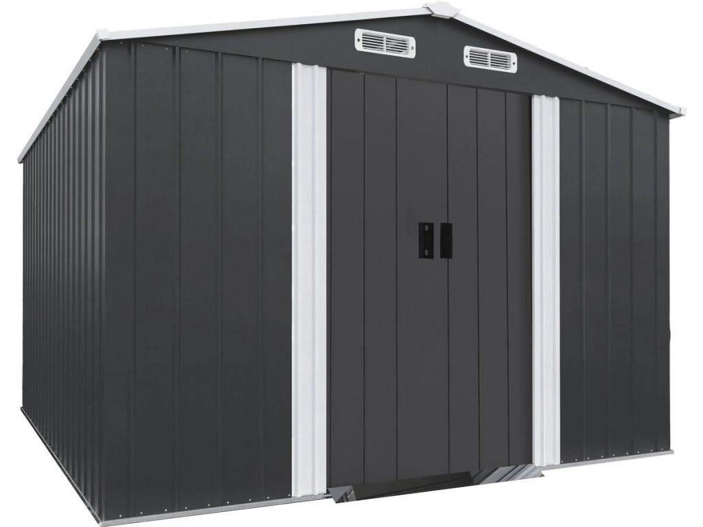 Casetta da giardino in metallo "Boston" con porta scorrevole - 8 m² - Grigio