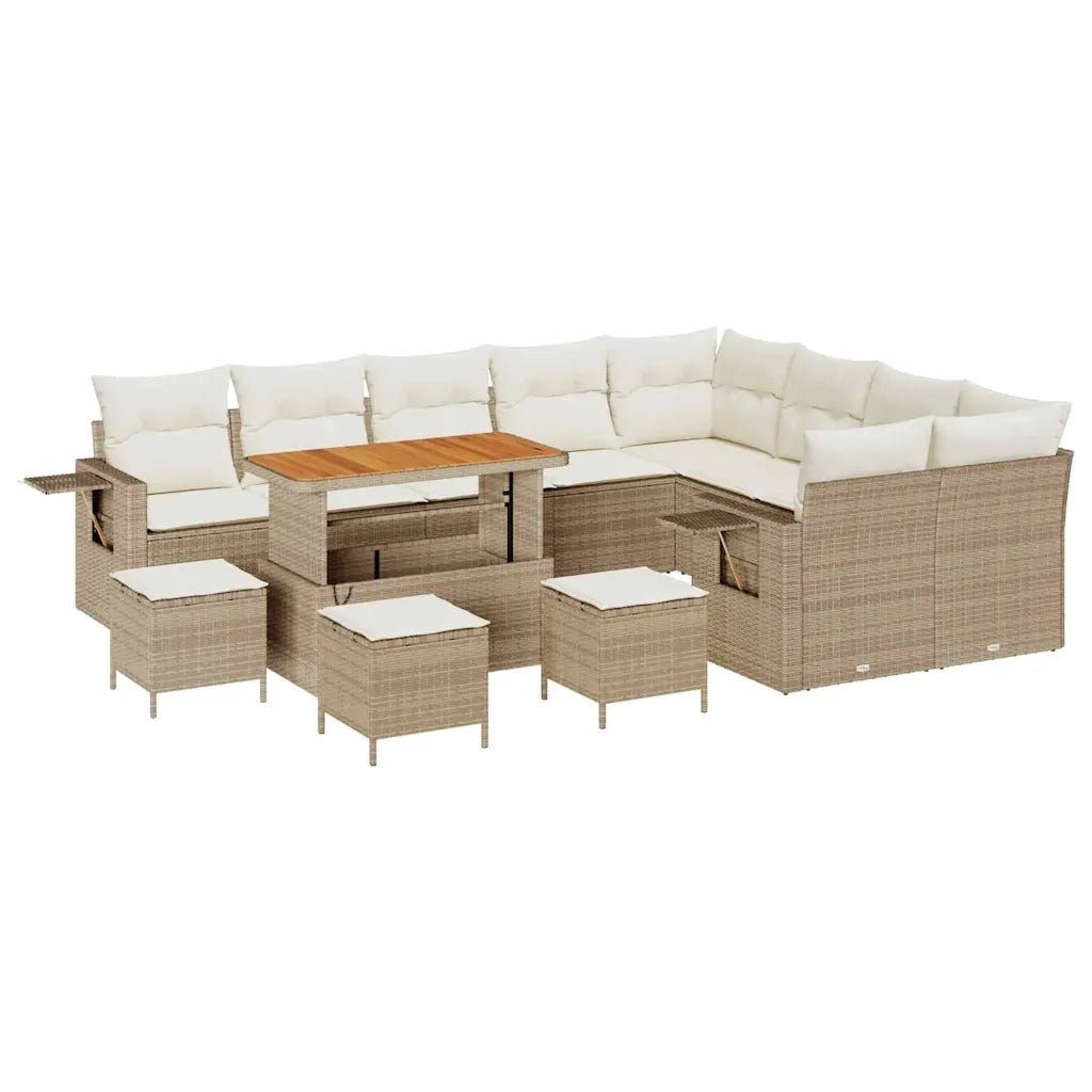 Set Divano da Giardino 13 pcs Beige polyrattan