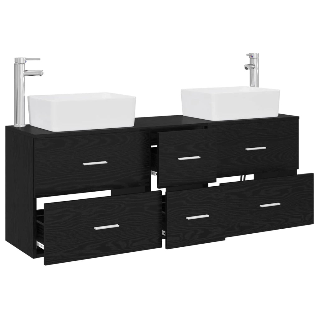 Set di Armadi da Bagno 3 pz Nero 53 x 34,5 x 63 cm 3405860