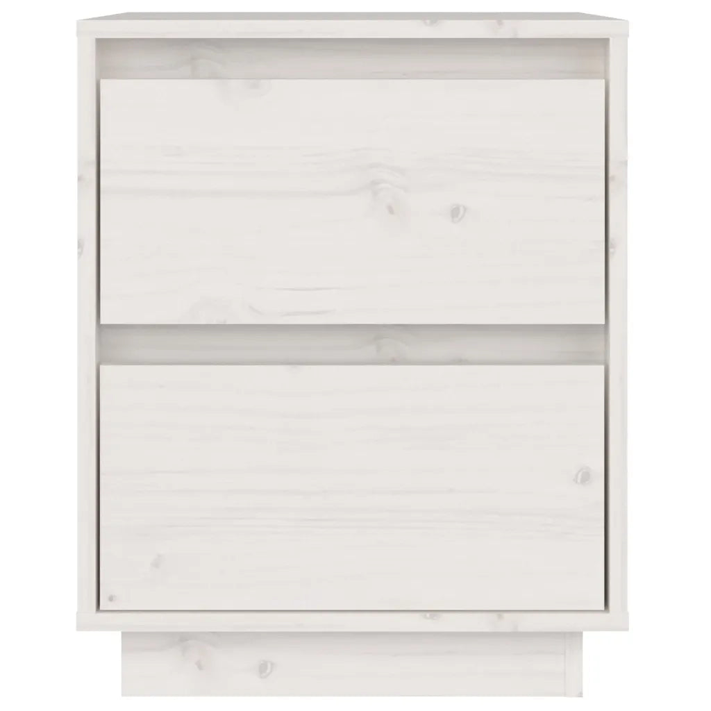 Comodino Bianco 40x35x50 cm in Legno Massello di Pino 813317