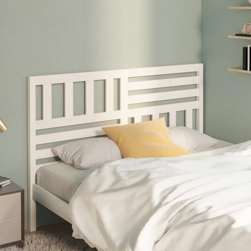 Testiera per Letto-Testata-Testiera Decorativa Bianca 146x4x100cm in Legno Massello di Pino 212771