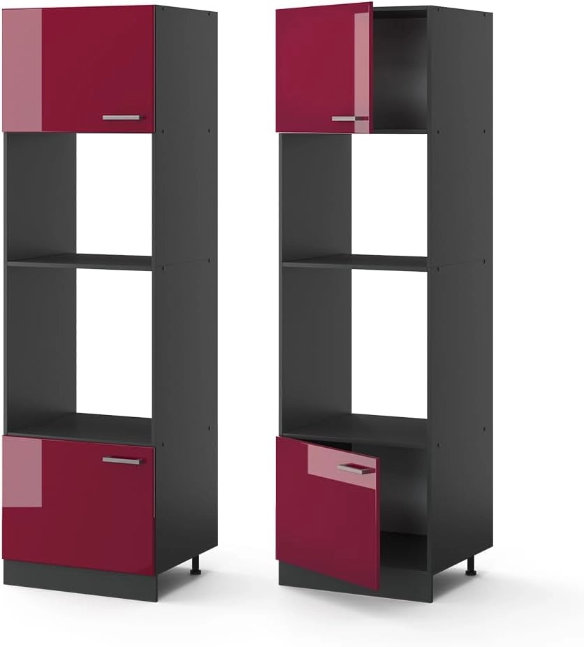 Mobile cucina microonde R-Line, Rosso lucido, 60 cm, per la libera combinazione all'interno di sistemi cucina modulari