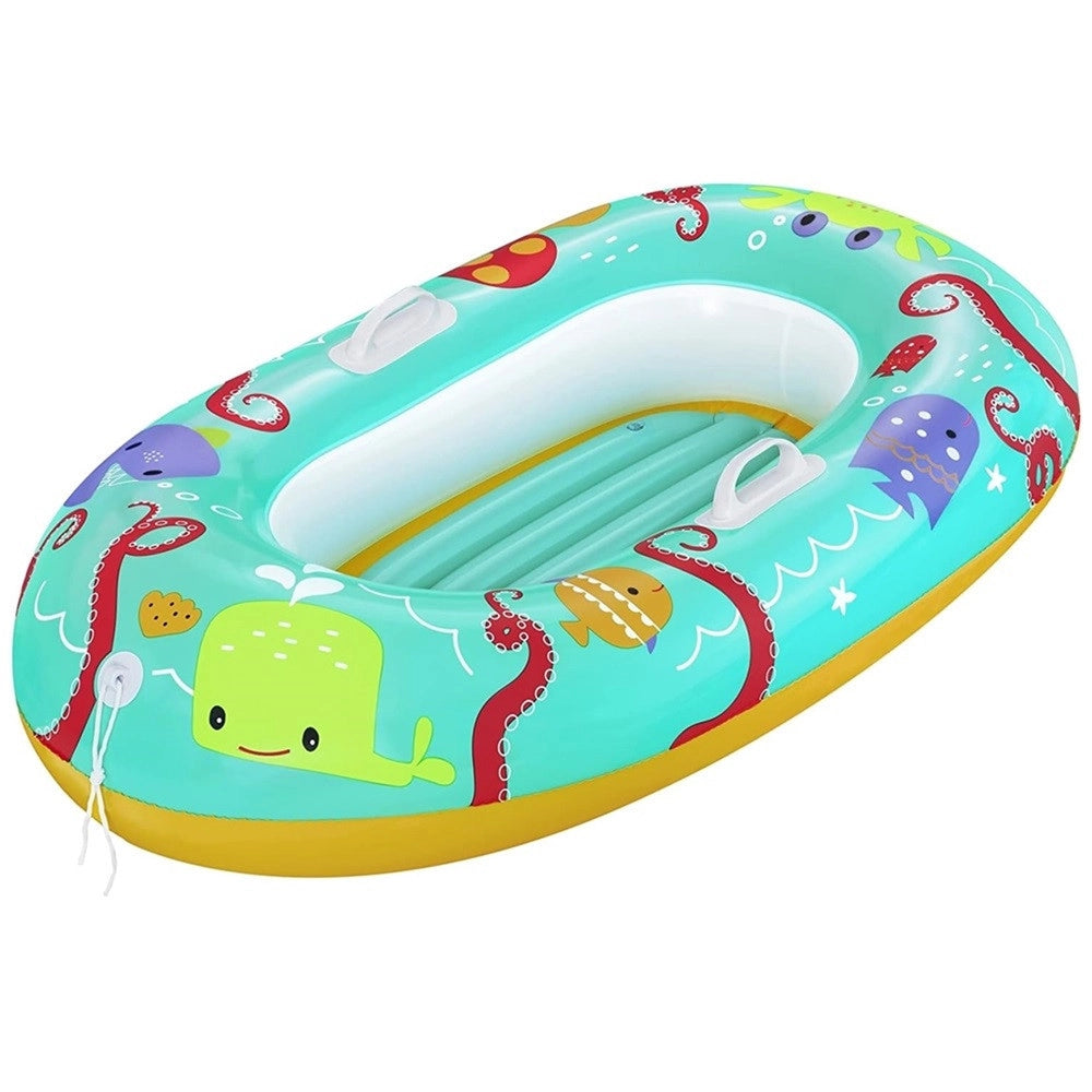 Trade Shop - Canotto Canottino Gonfiabile Per Bambini Balena Pesci Granchio Felice 119x79cm 34009 -