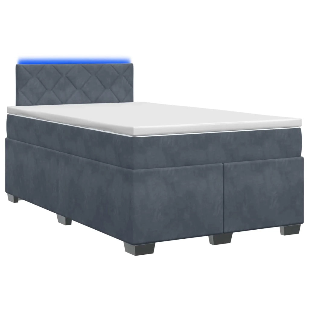 Letto con Box Spring, Materasso e LED Grigio Scuro 120 x 190 cm 3452145