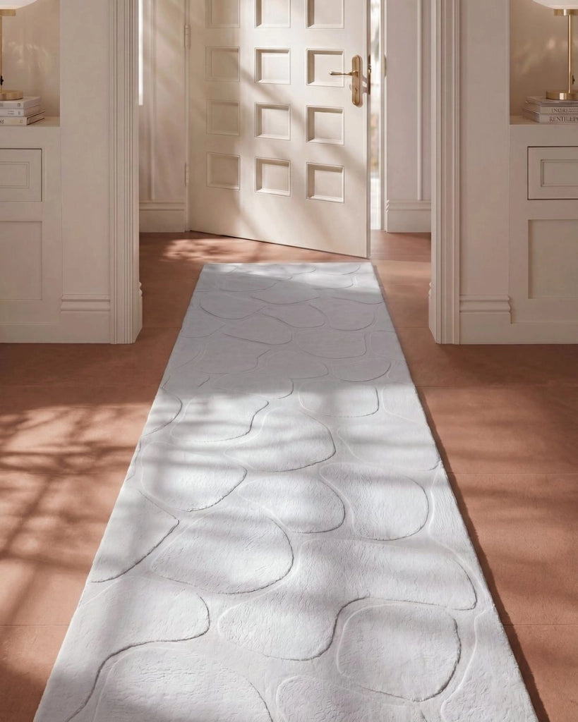 Tappeto decorativo rettangolare in jacquard, 80 x 300 cm tortora design elegante
