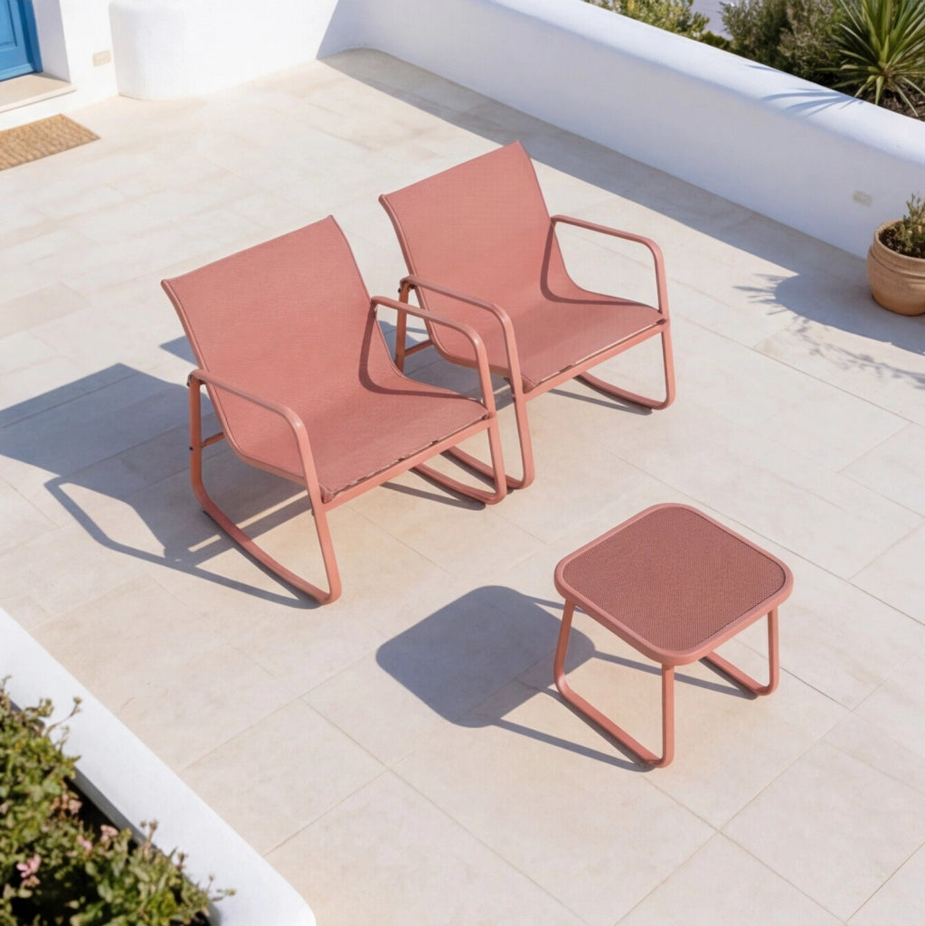 Sedia a dondolo a 2 posti in textilene di terracotta TENERIFE