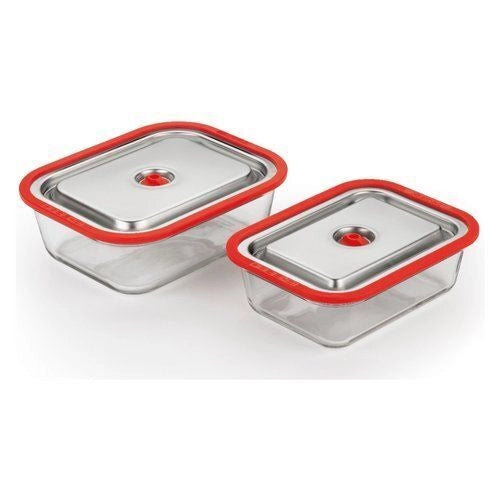 Magic Vac ACO1138 Contenitore per Alimenti Rettangolare in Vetro Borosilicato 1,9 L con Adattatore Sottovuoto Colore Trasparente