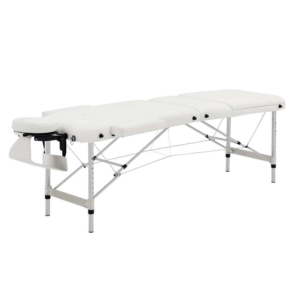 Tavolo da massaggio pieghevole 3 zone ¨C zephmum ¨C bianco, allungabile, 225 kg