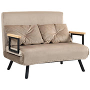 DIVANO LETTO 3 IN 1 IN TESSUTO EFFETTO VELLUTO CON SCHIENALE REGOLABILE E 2 CUSCINI 102X73X81 CM MARRONE CHIARO