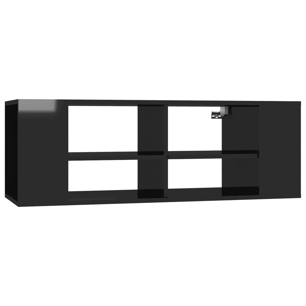 Armadietto TV da Parete Nero Lucido 102x35x35 cm in Truciolato cod mxl 9644