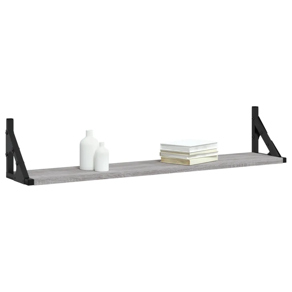 2 pz Mensole Parete | Mensola sospesa Grigio Sonoma 80x15x15,5cm Legno Multistrato
