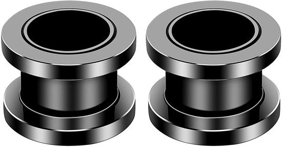 Orecchini per orecchio - 2 pezzi - Acciaio inossidabile - Nero - Diametro interno 8 mm - Adatto per festività - Garanzia di soddisfazione
