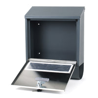 Cassetta postale con vano portagiornale V37 antracite + inox 305 x 105 x 385 mm con vetrino nome