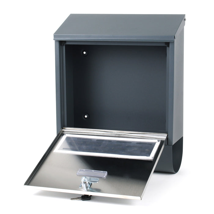 Cassetta postale con vano portagiornale V37 antracite + inox 305 x 105 x 385 mm con vetrino nome