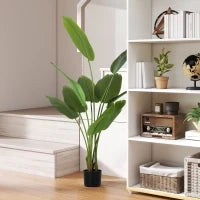 Pianta Artificiale da 160 cm a 10 Foglie in PEVA Verde con Vaso da Ø16.5x13.5 cm