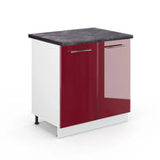 Mobile lavello cucina Fame-Line Bordeaux lucido/Bianco 80 cm, PL Antracite Vicco