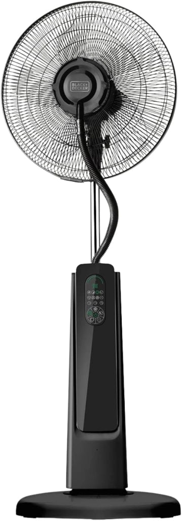 Black+decker - ventilatore a piantana con nebulizzatore 75w | 3 velocità | display digitale | oscillante | telecomando | serbatoio 2l