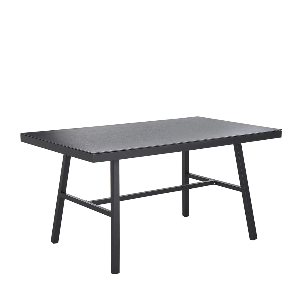 Tavolo da Pranzo da Giardino Nero 150 x 90 cm Struttura in Metallo Alluminio Rettangolare Moderno Industriale