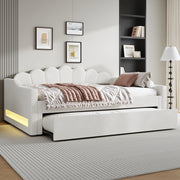Tagesbett con funzione LED e letto estraibile in MDF impiallacciato e legno compensato 140x200 cm