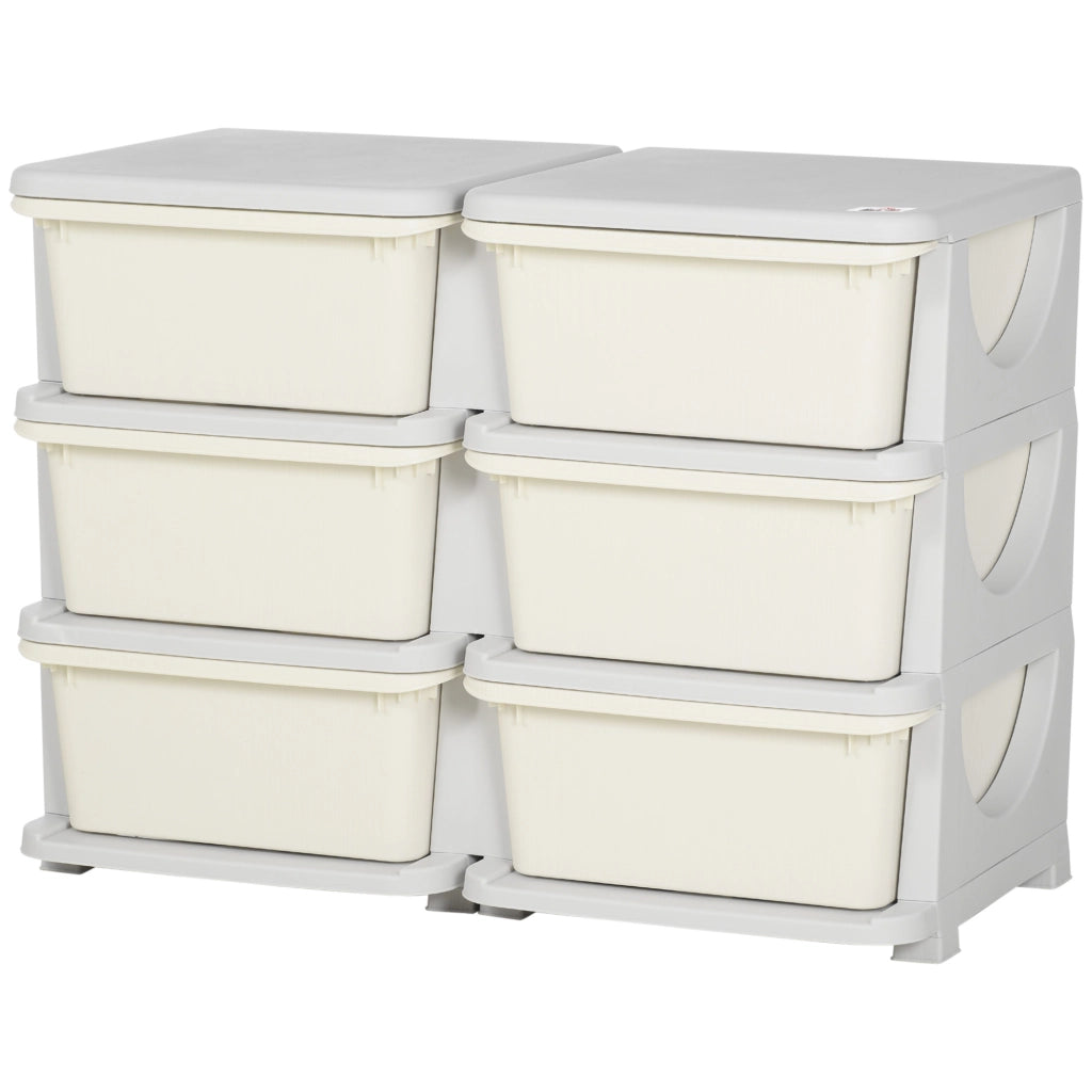 Cassettiera per Bambini 6 Cassetti ¨C zephmum ¨C Bianco Crema 75x37x56.5 cm