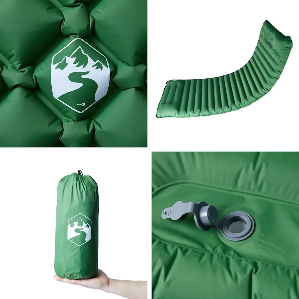 Materasso Campeggio Autogonfiabile con Cuscini 1 Persona Verde CFW8571647