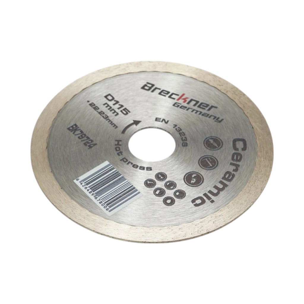 Disco diamantato continuo 115x22,23mm, segmento 8mm per piastrelle, piastrelle per pavimenti Breckner Germany