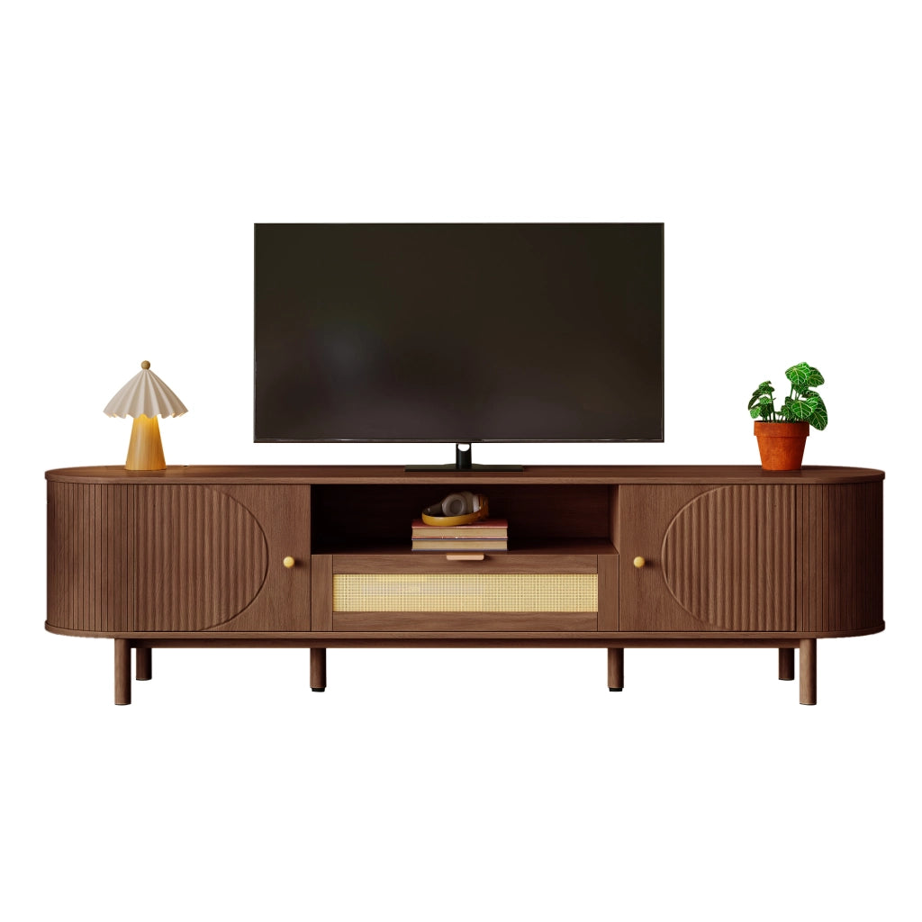 Mobile TV con 2 Ante; 2 Cassetti e 1 Vano Aperto per Soggiorno in MDF 175 × 36 × 51 cm Noce