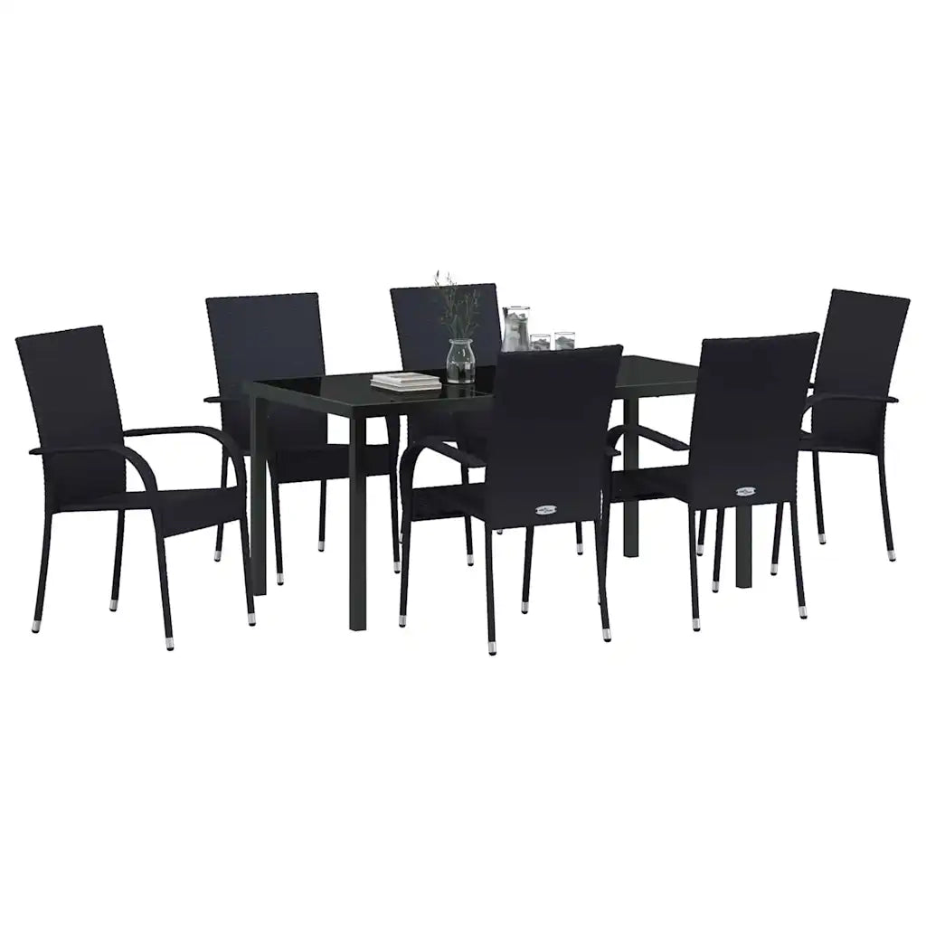 Set da Pranzo per Giardino 7 pcs Nero 3379405