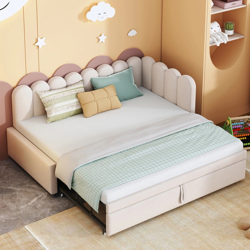 Divano angolare 2 in 1 - Xylo - 90/180x200 cm velluto beige
