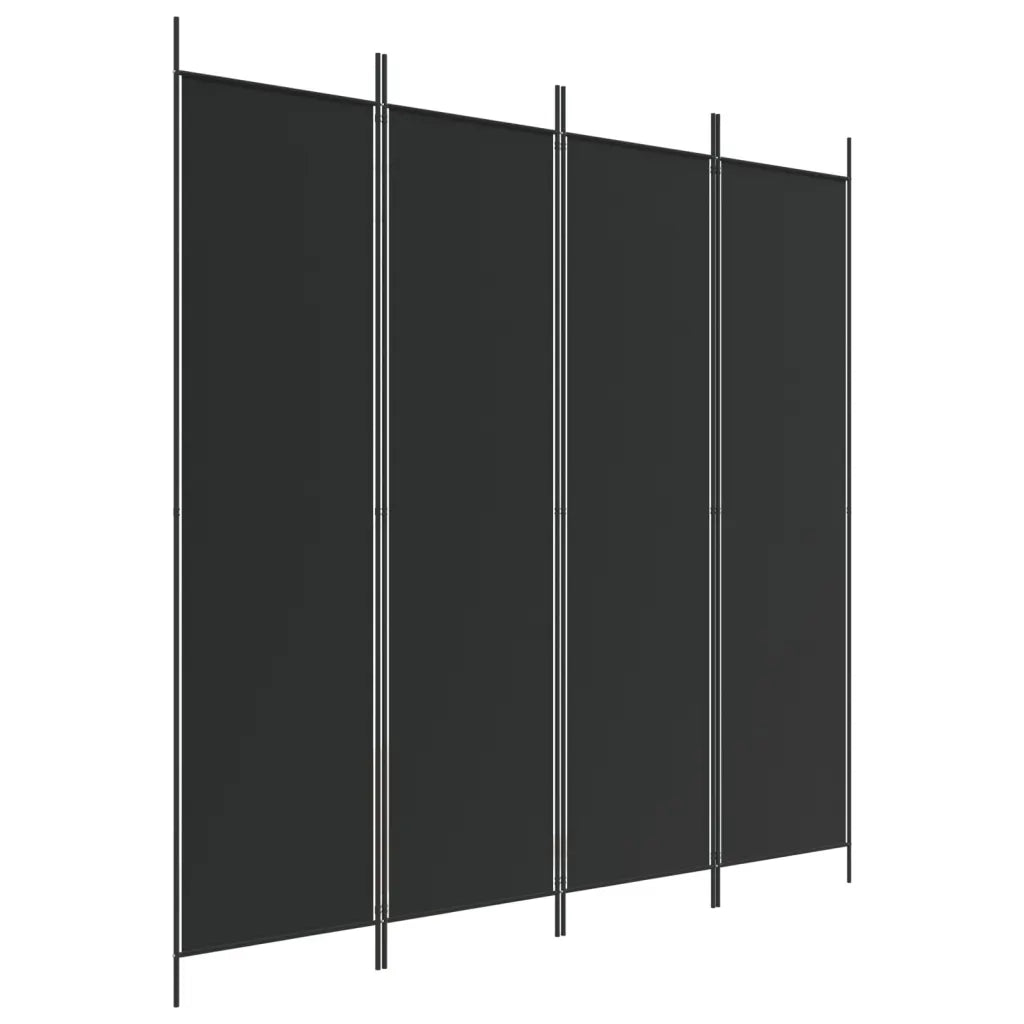 Divisorio a 4 Pannelli Nero 200x200 cm in Tessuto 350185
