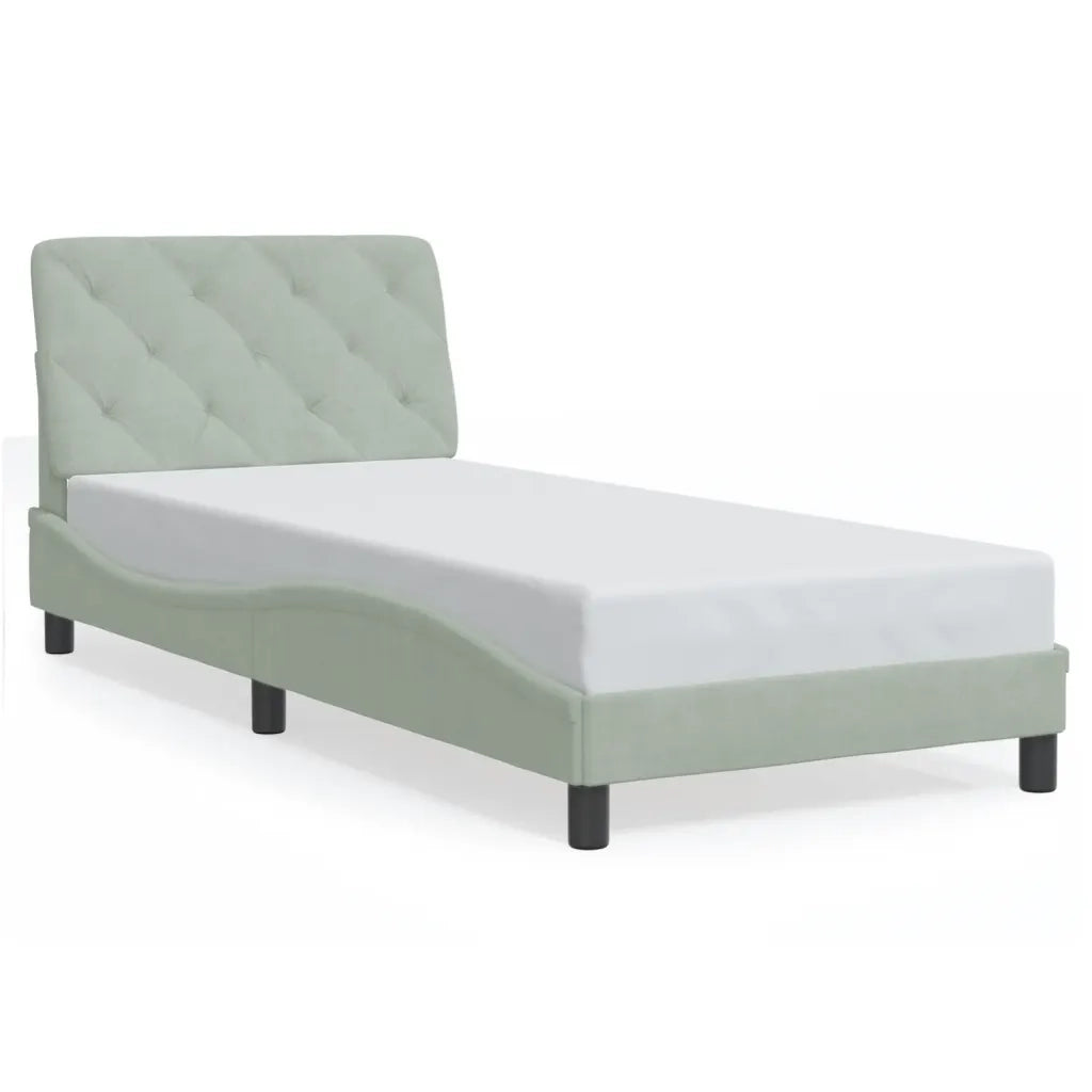 Giroletto con LED senza Materasso-Struttura Letto Grigio Chiaro 90x200 cm in Velluto