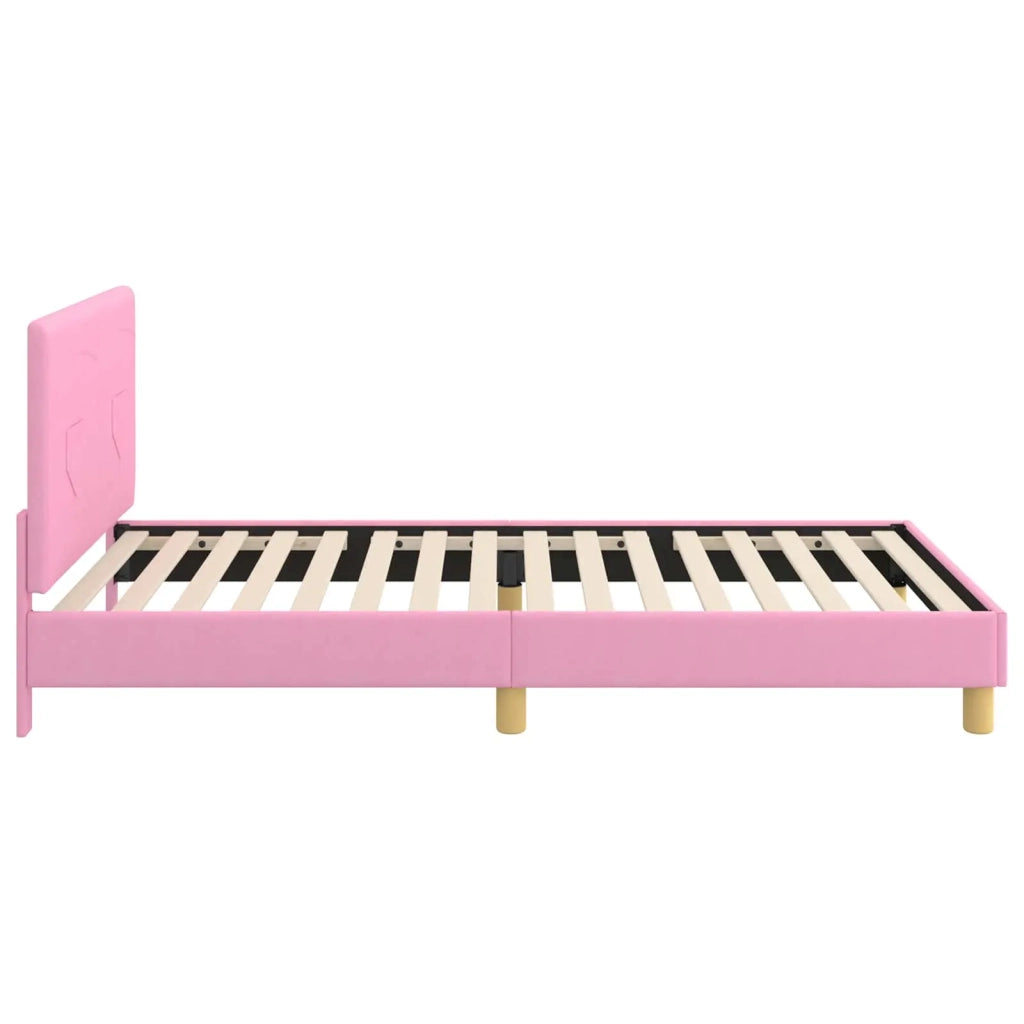 Struttura letto Bambini | Letto Infantile | Lettino con testata Rosa 80 x 200 cm Tessuto