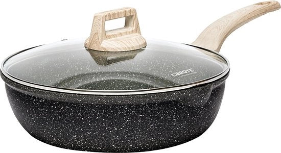 Padella antiaderente, teglia per saltare con coperchio, smalto PFOA-free, anti graffio - la padella perfetta, adatta a tutti i fornelli, compresi quelli a induzione, 32cm