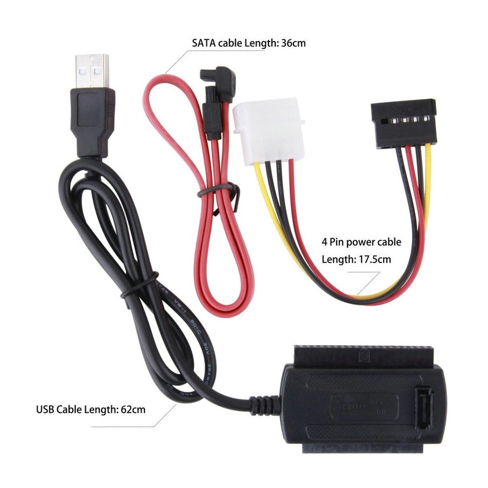 Trade Shop - Cavo Adattatore Ide Sata Usb 2.0 Supporta Hd Hard Dsik 2.5 3.5 Alimentatore -