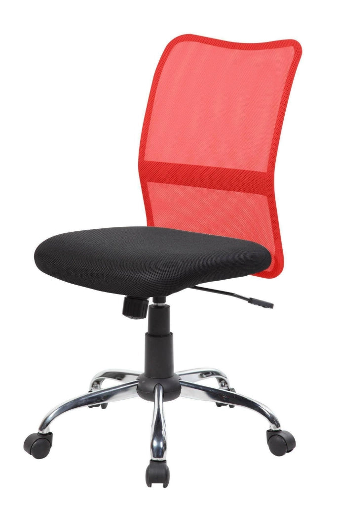 Sedia da ufficio Maysak, Sedia operativa a rete, Seduta ergonomica da ufficio, 57x46h90/100 cm, Nero e Rosso