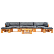 Set Divani da Giardino su Pallet 6 pz Cuscini Grigi in Legno 277467